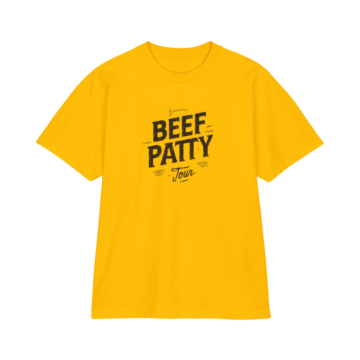 Gold Jamaican Beef Patty Tour heavyweight tee